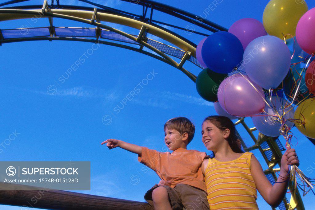Stock Photo: 1574R-015128D Low angle view of a brother and sister in an amusement park
