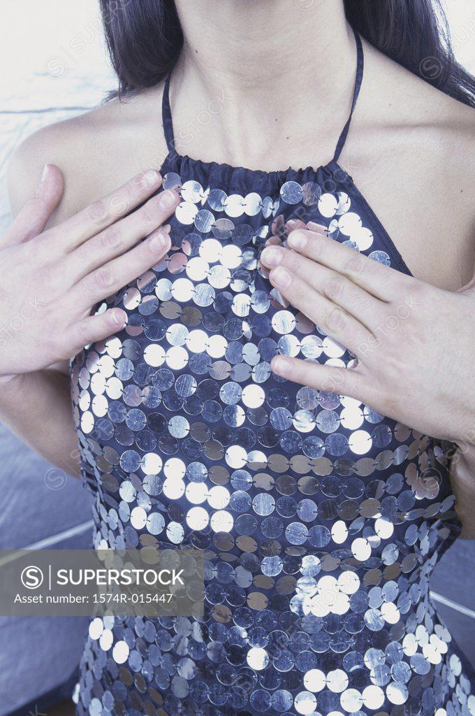 Stock Photo: 1574R-015447 Close-up of a woman in a dress with sequins
