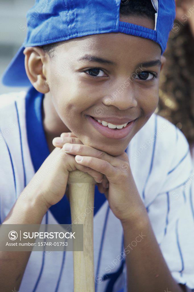 Stock Photo: 1574R-01753 Close-up of a boy from a youth league baseball team