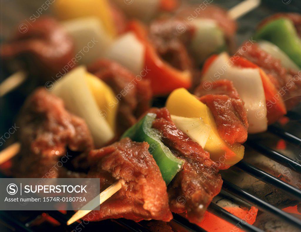 Stock Photo: 1574R-018075A Close-up of shish kebab