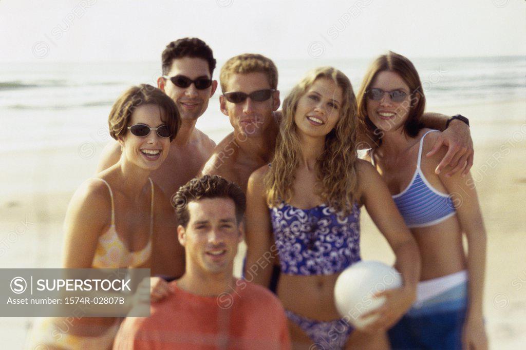 Stock Photo: 1574R-02807B Portrait of a group of young people on the beach