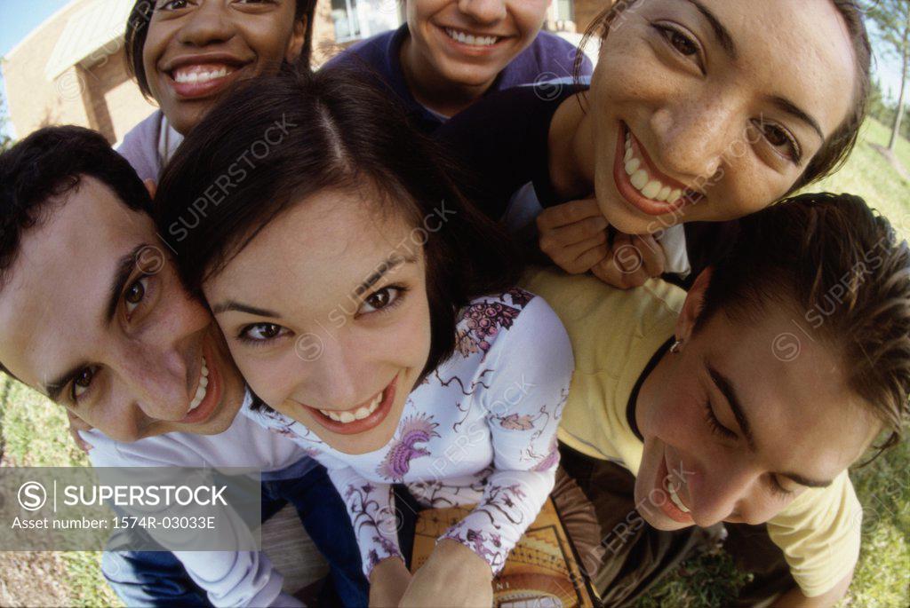 Stock Photo: 1574R-03033E Portrait of a group of teenagers smiling