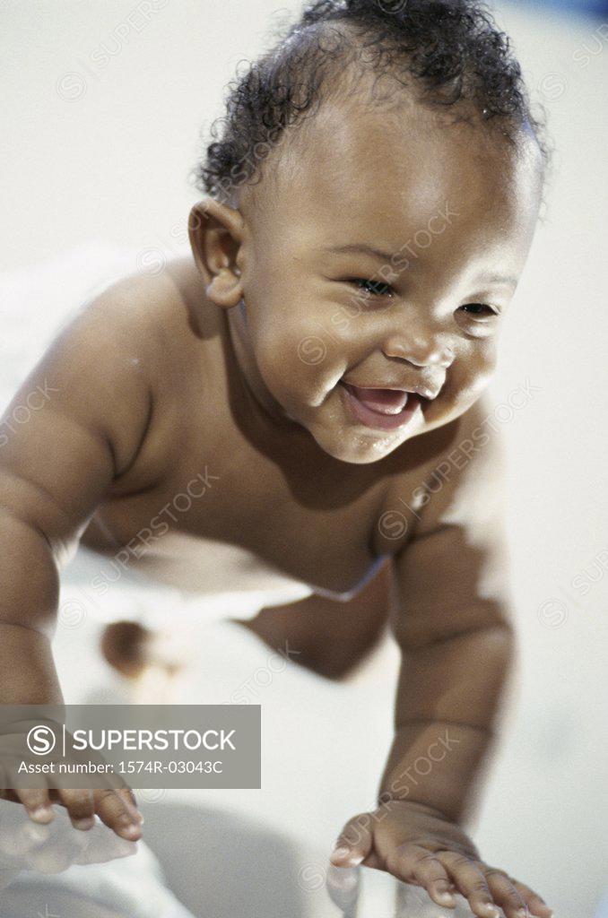 Stock Photo: 1574R-03043C Close-up of a baby boy laughing