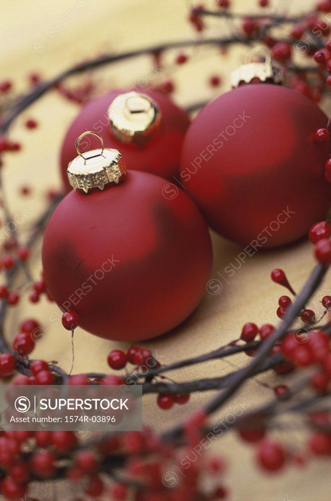 Stock Photo: 1574R-03896 Close-up of Christmas ornaments