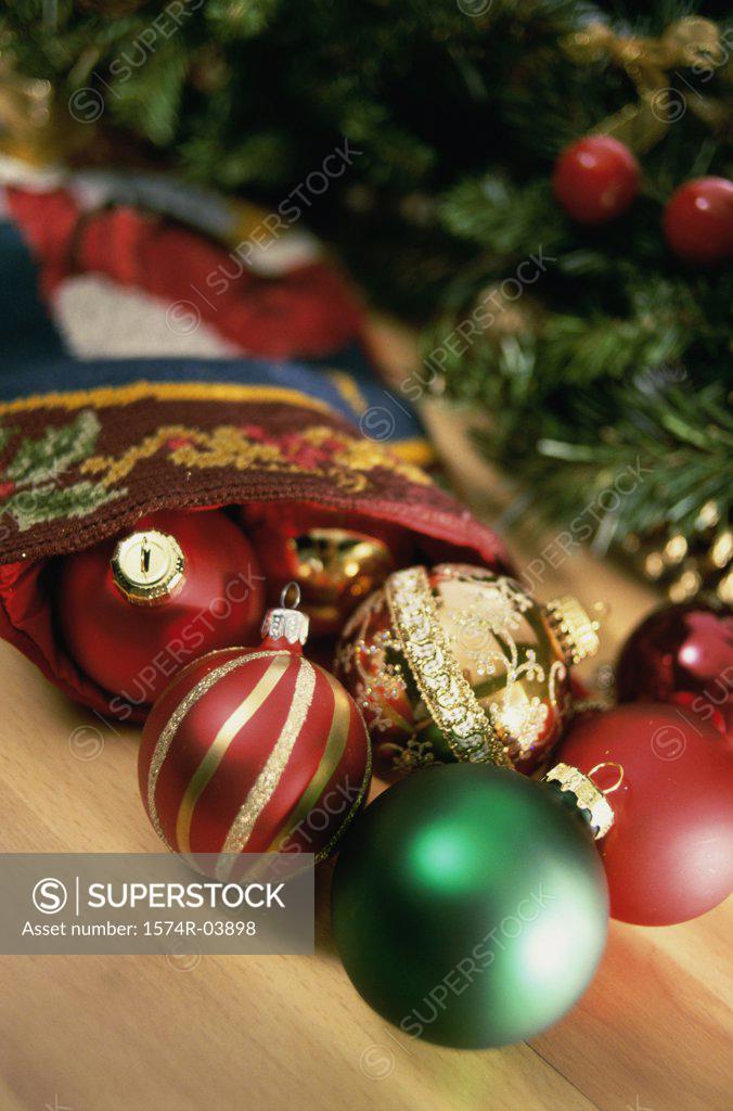 Stock Photo: 1574R-03898 Close-up of Christmas ornaments