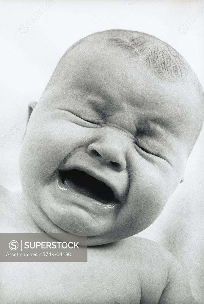 Stock Photo: 1574R-04180 Close-up of a baby boy crying