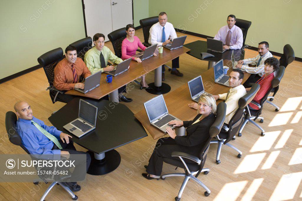 Stock Photo: 1574R-05482 High angle view of a group of business executives in a conference