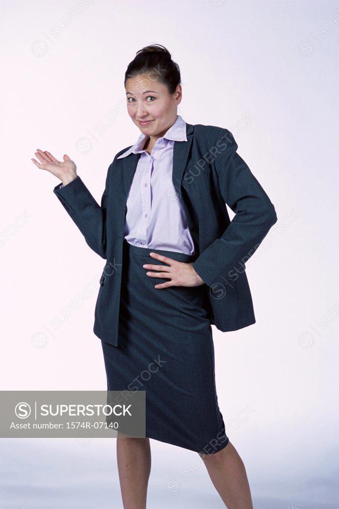 Stock Photo: 1574R-07140 Portrait of a businesswoman gesturing with her hand