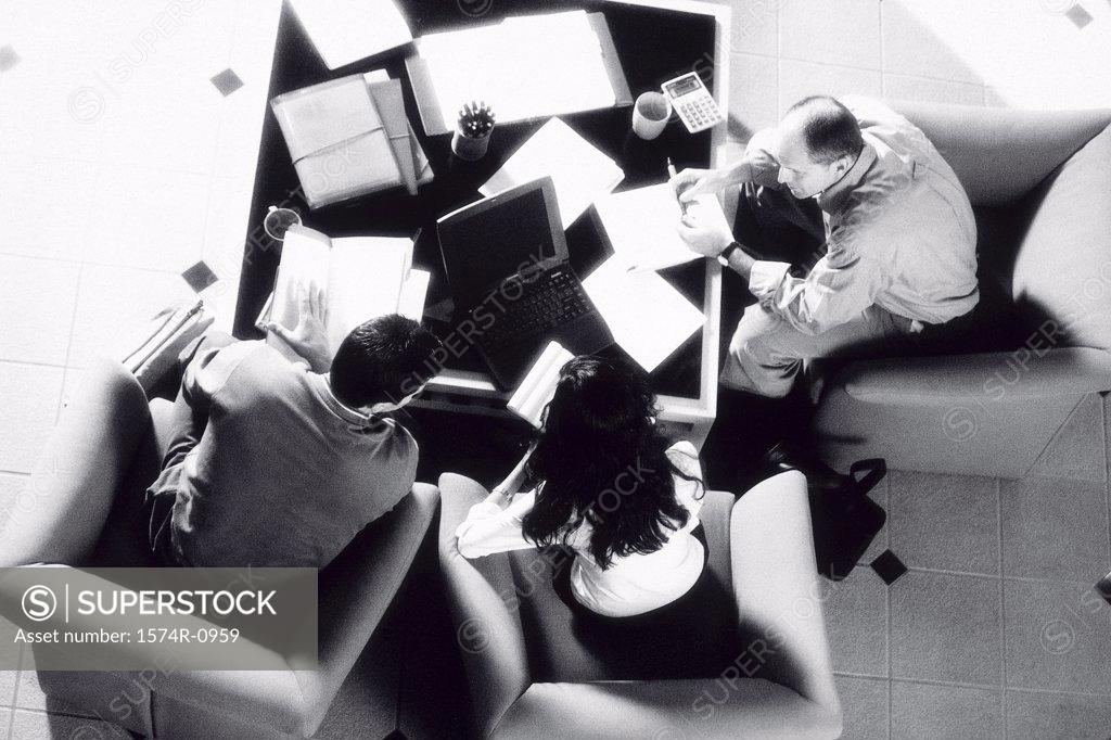 Stock Photo: 1574R-0959 High angle view of business executives in a meeting