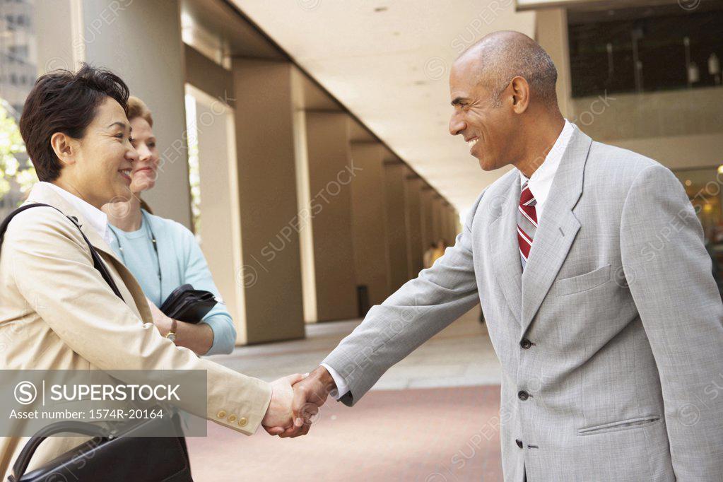 Stock Photo: 1574R-20164 Close-up of a businessman and a businesswoman shaking hands
