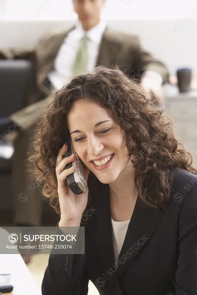 Close-up of a businesswoman talking on the phone