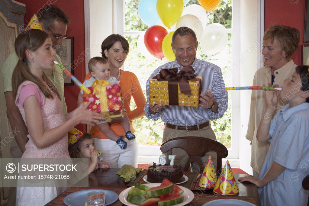 Stock Photo: 1574R-21055 Family at a birthday party