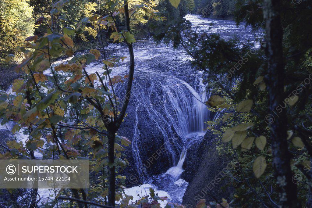 Stock Photo: 1574R-22104 Waterfall at Potawatomi Falls, Michigan, USA
