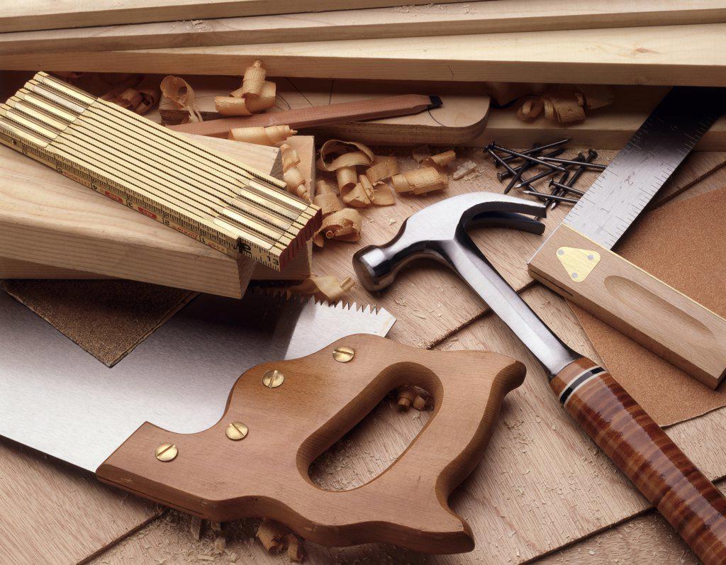 Close-up of carpentry tools