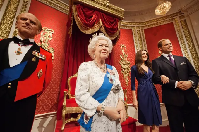 England, London, Madame Tussauds, Waxwork Display of Members of The British Royal Family