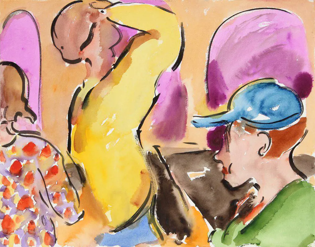 Tourists, 2007, Richard H. Fox (b.1960/American), Watercolor and Ink on Paper