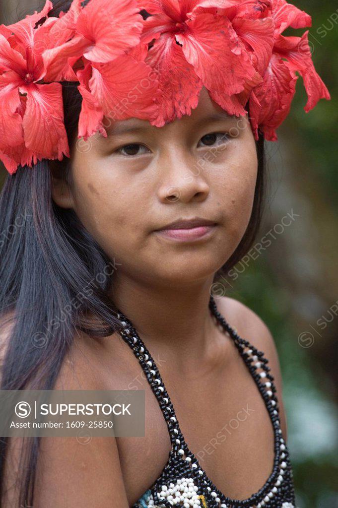 Panama, Chagres River, Embera Village, Embera woman - SuperStock