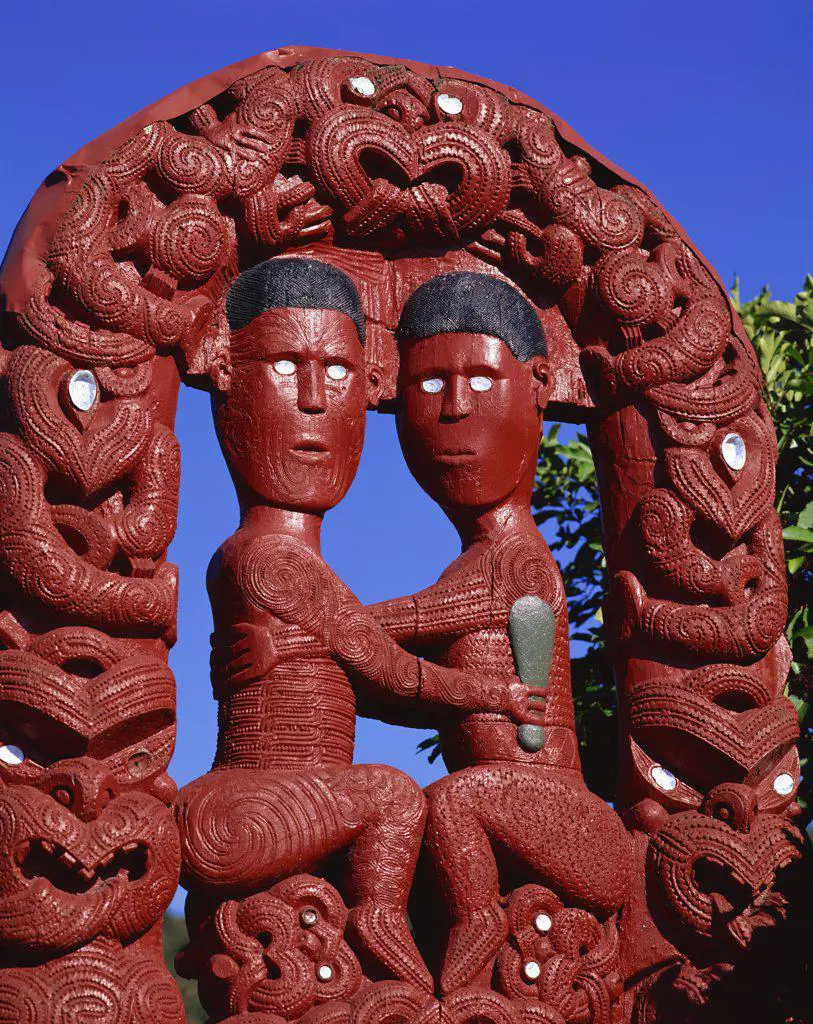 New Zealand, Rotorua, Whakarewarewa Maori Village, Maori Carving
