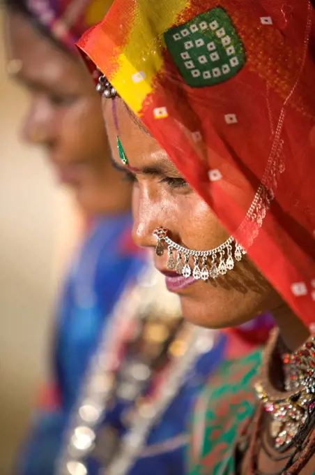 Portrait of Young Women in Traditional Dress, Jaisalmer, Rajasthan, India, MR