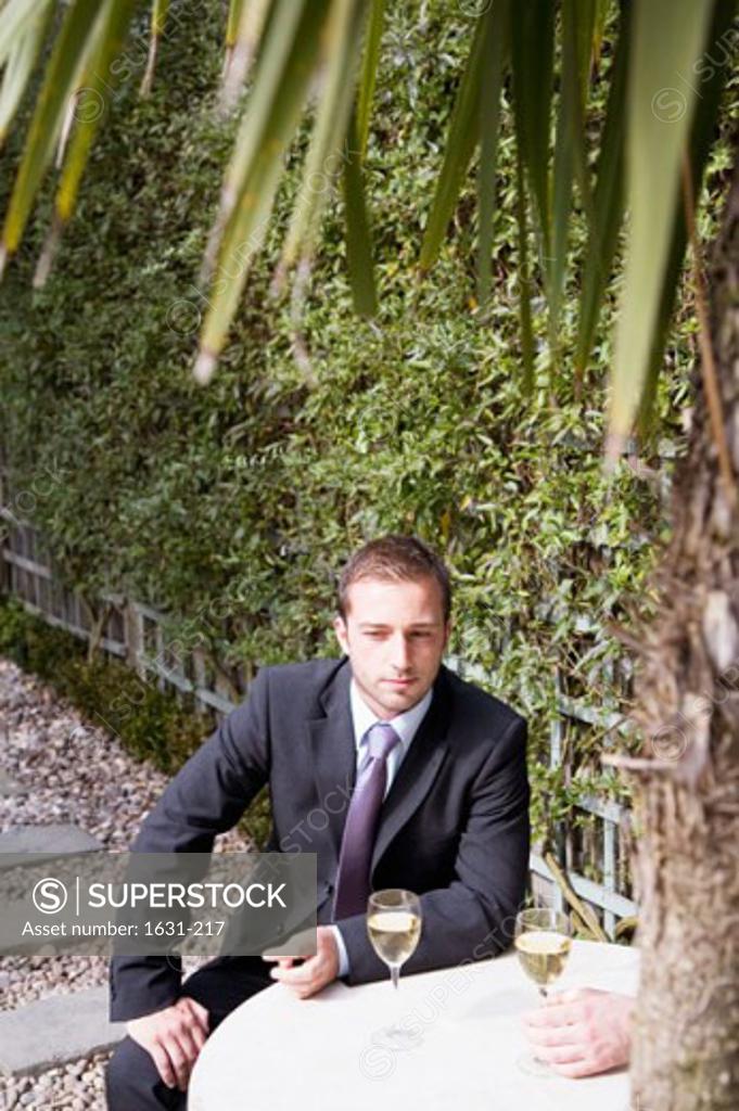 Stock Photo: 1631-217 High angle view of a businessman sitting at a table