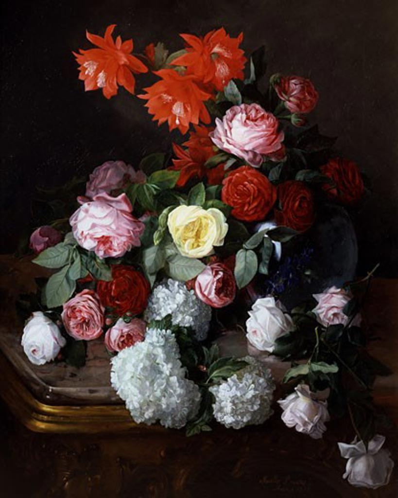 A Rich Still Life of Flowers Jose Maria Bracho Murillo (1827-1882 Spanish)