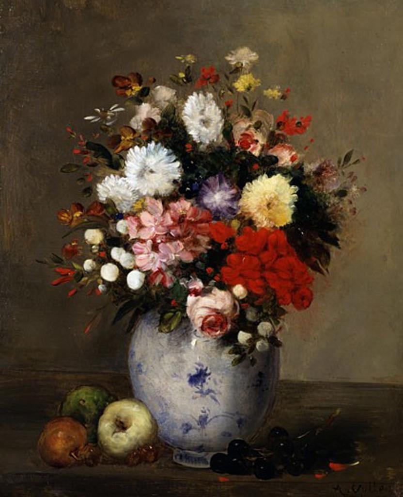 A Still Life of Summer Flowers and Fruit Antoine Vollon (1833-1900 French)