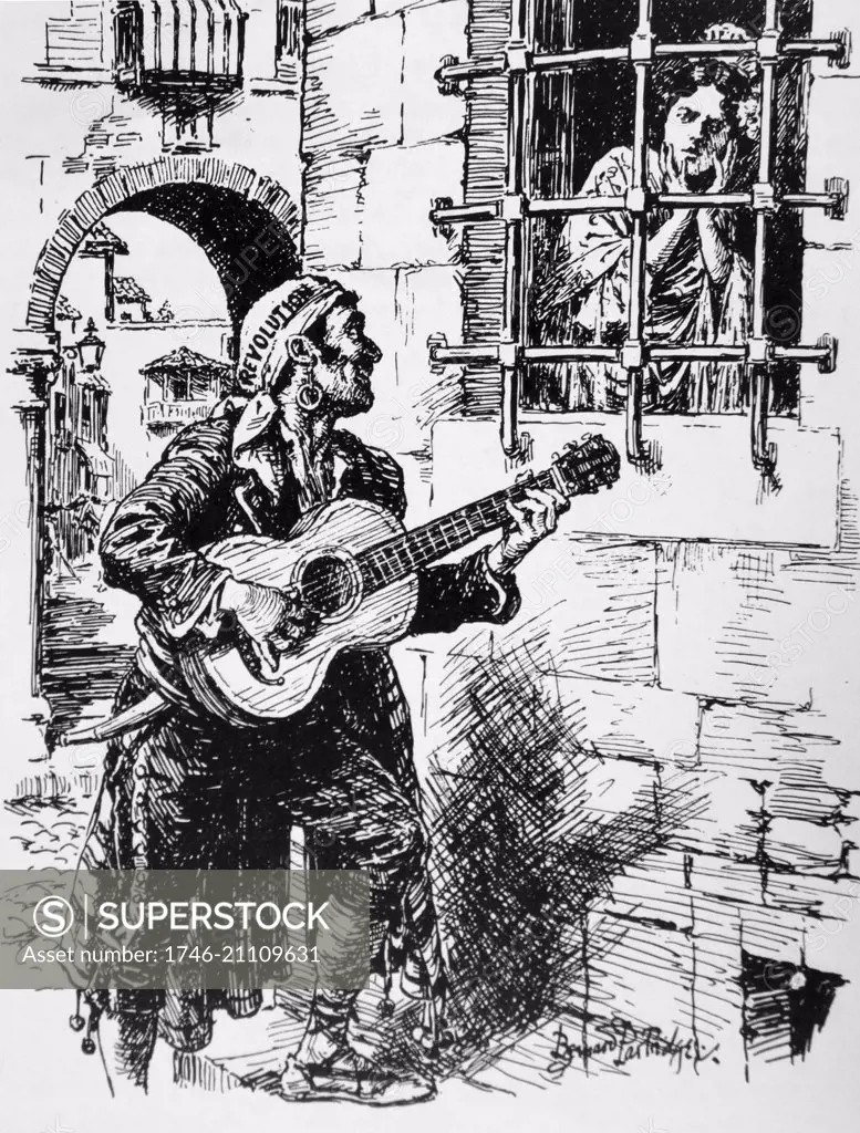Cartoon in Punch magazine depicting the 'Tragic Serenade' of an imprisoned  Spain, during the Spanish Civil War 1936 - SuperStock