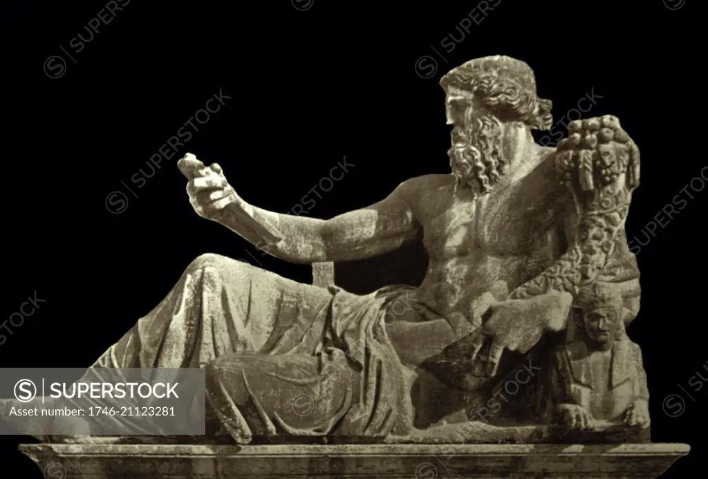 Ancient Roman statue of the Nile at the Palazzo Senatorio, in Piazza del Campidoglio, Rome, Italy