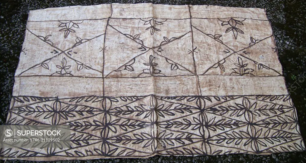 Painted Tapa, or Ngatu, from Tonga in the South Pacific. Tapa cloth is made from the inner bark of the mulberrytree (hiapo) and is used on ceremonial occasions.