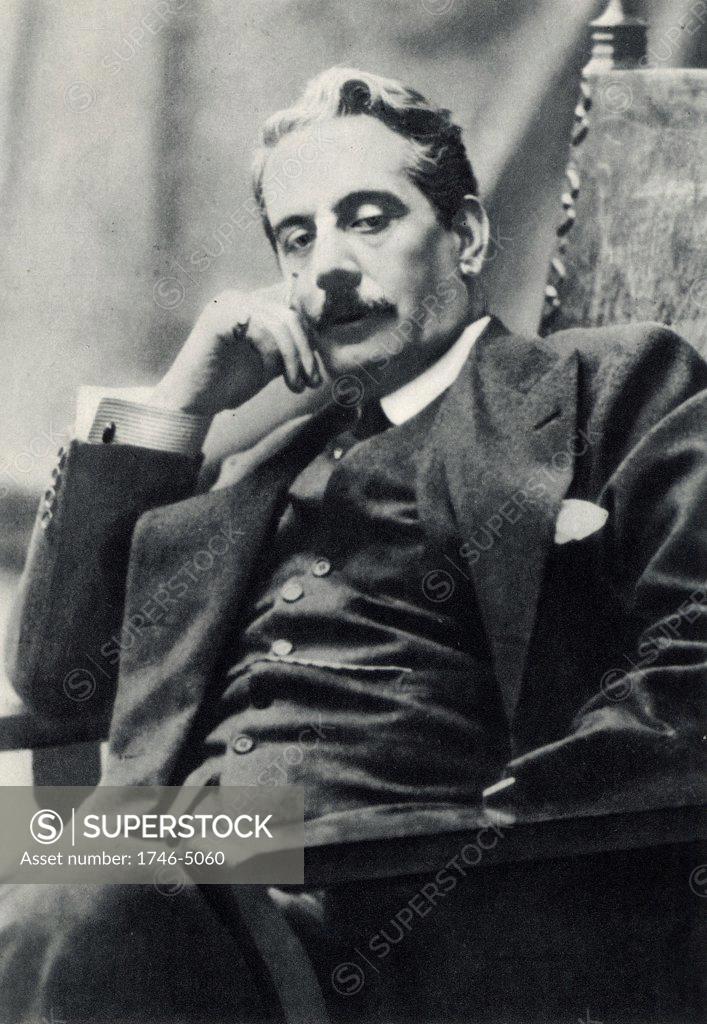 Stock Photo: 1746-5060 Giacomo Puccini (1858-1924) in 1910. Italian composer, mainly of opera. After a photograph.