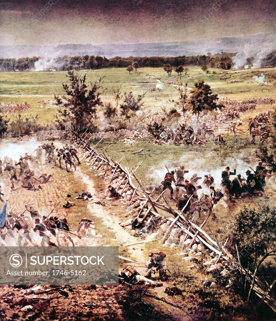 Stock Photo: 1746-5162 American Civil War - Battle of Gettysburg 1-3 July 1863. Heavy losses on both sides, 43,000 in all.