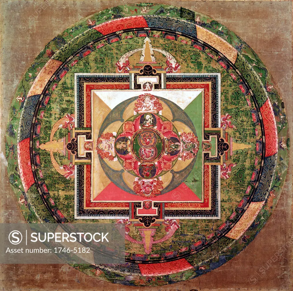 Tibetan Buddhist Mandala, symbolic diagram used in meditation and in sacred ceremonies. British Museum