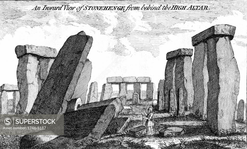 Stock Photo: 1746-5187 Stonehenge. Megalithic monument on Salisbury Plain, England, dating from c2000 BC. Copperplate engraving 1760