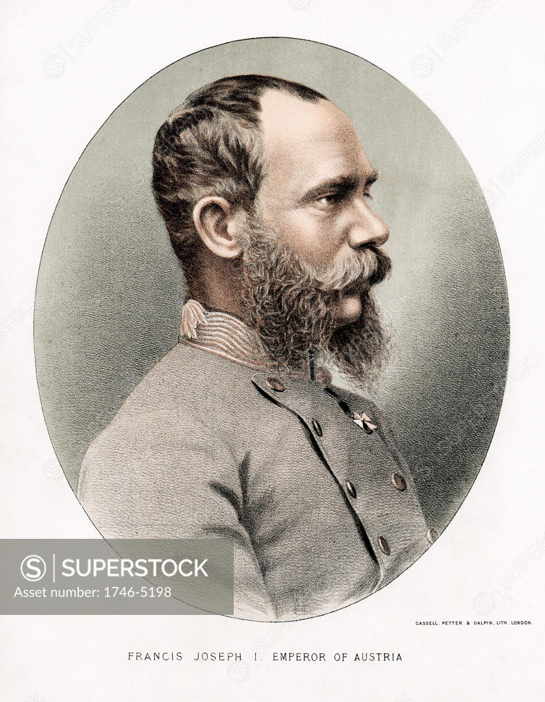 Stock Photo: 1746-5198 Francis Joseph I (Franz Joseph) 1830-1916. Emperor of Austria from 1848. Tinted lithograph c1880