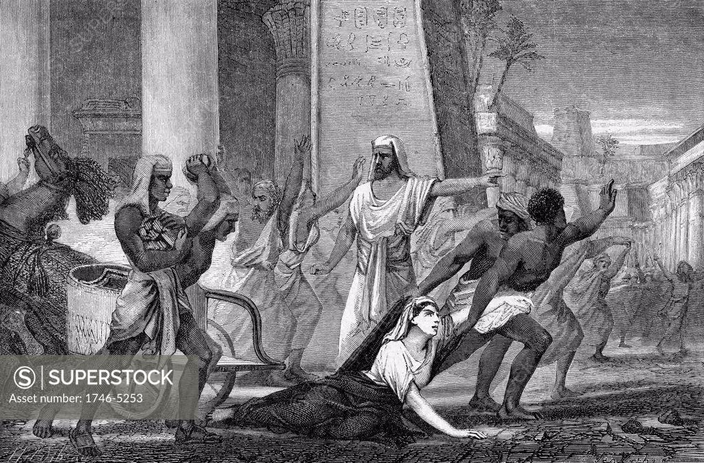 Stock Photo: 1746-5253 Hypatia (c370-415) mathematician and philosopher (Neoplatonist) murdered by followers of Cyril, Patriarch of Alexandria. Mid-19th century artist's reconstruction. Wood engraving.