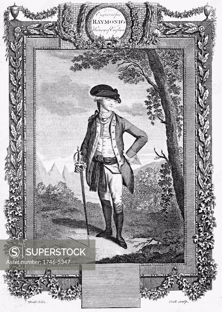 Stock Photo: 1746-5347 John Andre (1751-80) British soldier; served in America; aide-de-camp to General Grey and Sir Henry Clinton; entrusted to negotiate with Benedict Arnold for betrayal of West Point; captured by Americans and hanged as a spy. Copperplate engraving from Raym