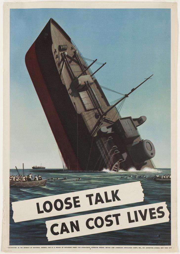 World War two poster 'Safety Security Loose Talk' USA 1942