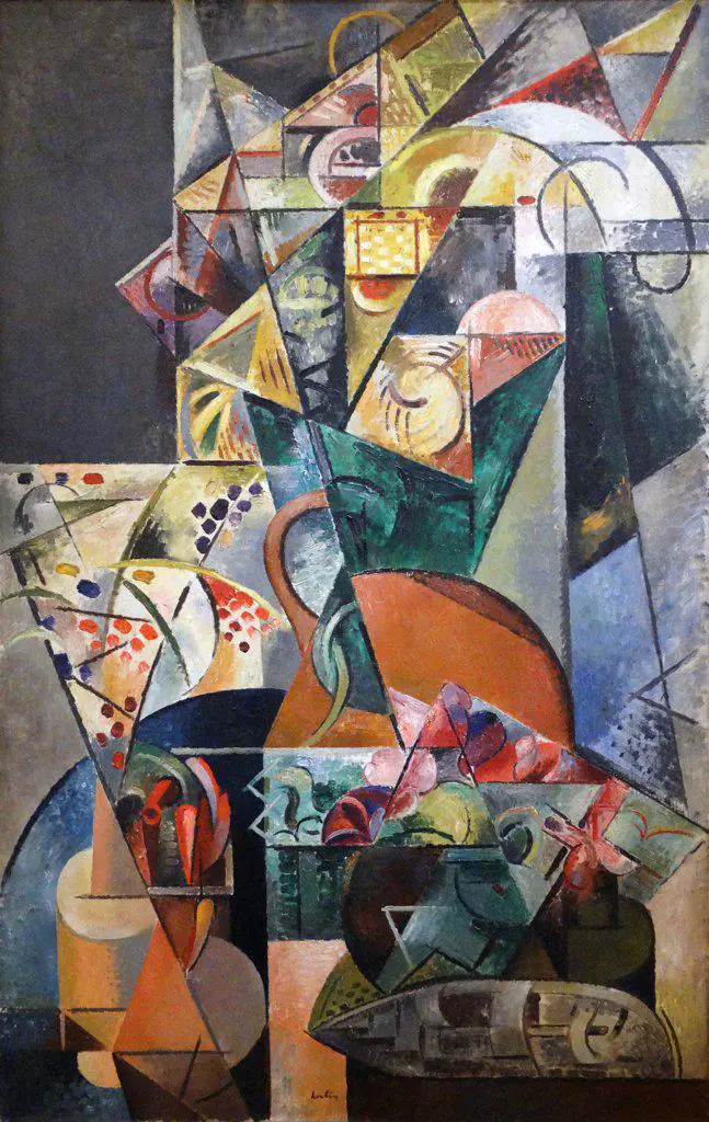 Painting titled 'Nature Morte' by Auguste Herbin (1882-1960) French painter of modern art. Dated 1913