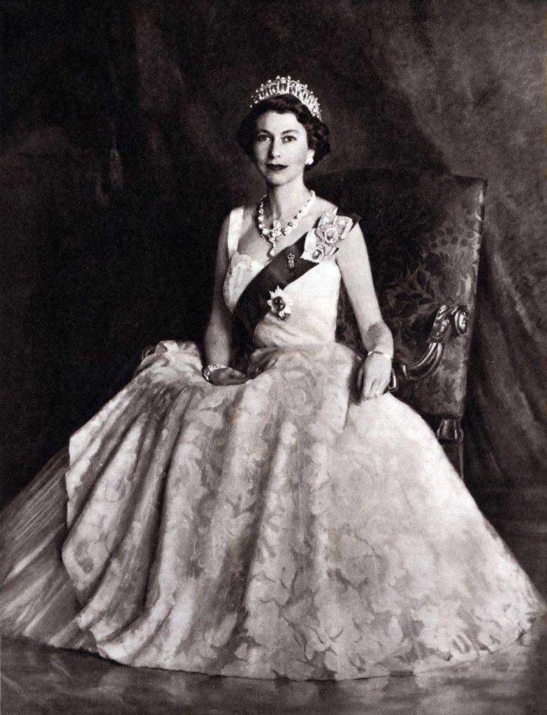 Queen Elizabeth II of England; portrait circa 1956