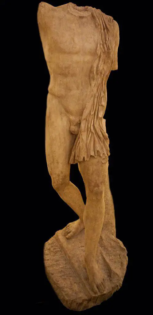 Roman version of a Greek original statue of Protesilaos, a hero in the Iliad who was venerated at cult sites in Thessaly and Thrace. Dated 460 BC