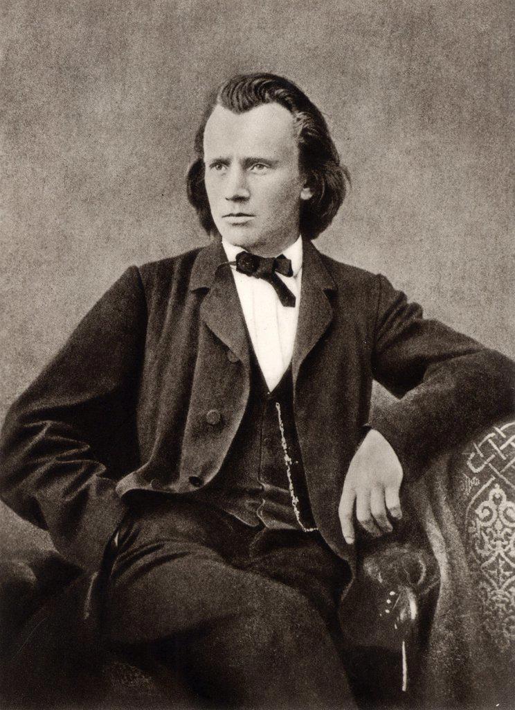 Johannes Brahms (1833-1897) German composer, c1866.  Halftone from a photograph.