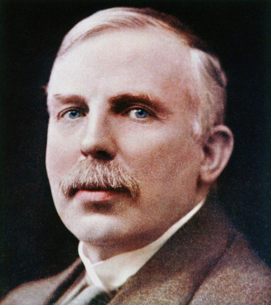 Ernest Rutherford (1871-1937) New Zealand-born physicist. Subatomic physics. Nobel prize for Chemistry 1908. Tinted photograph.
