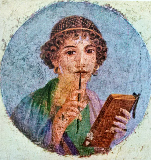 Portrait of a literary woman, from Pompeii ca. 50 AD.
