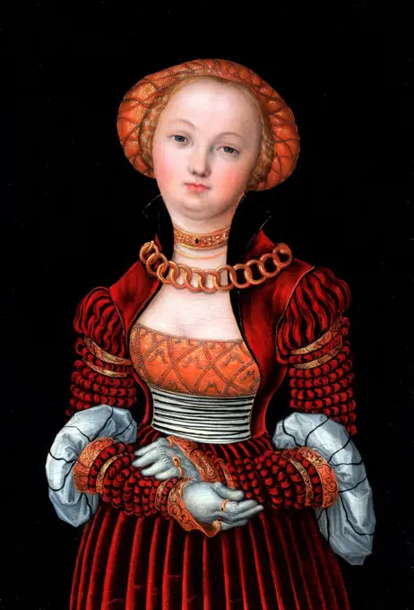 Effigy of a young woman. By Lucas Cranach the Elder (1472-1553) German Renaissance painter and printmaker in woodcut and engraving. Dated 16th Century