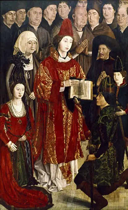 15th century Portuguese painting depicting the presentation of Christ at the temple.