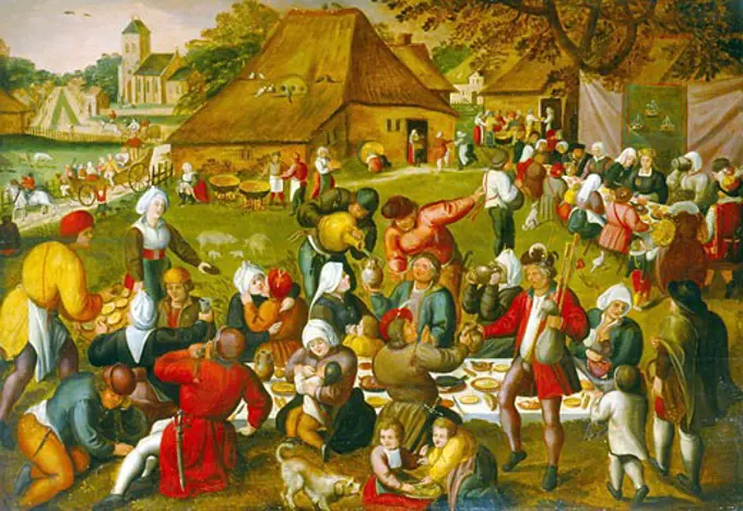 The Marriage Feast by Pieter Balten,  1525-1598,  oil on wood,  16th century