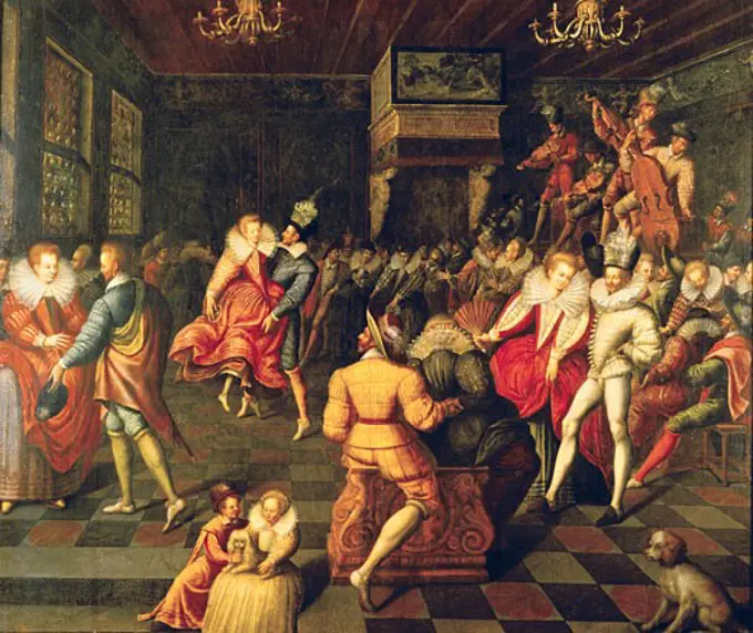 Ball at Valois Court,  French school,  16th century
