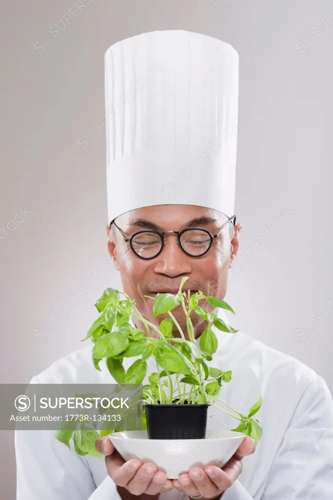 Chef with herb