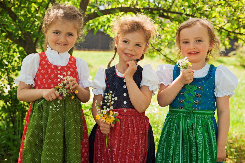 Girls in traditional Bavarian clothes