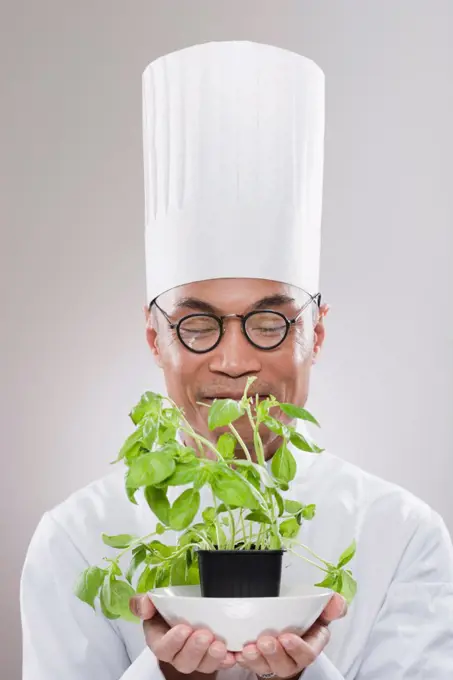 Chef with herb